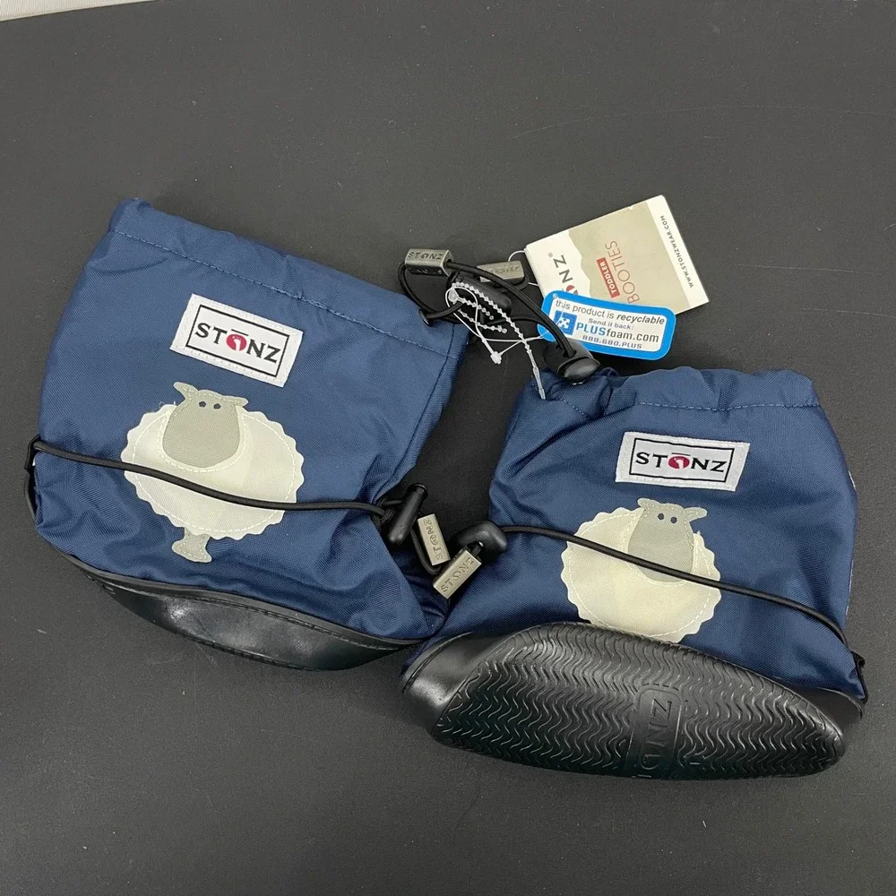 Stonz Size Large Toddler Booties Navy Blue Sheep PLUSfoam Water Resistant Kids